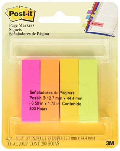 Pens Post-it Page Marker 670-4-D, 1/2 in x 1.75 in (12,7 mm x 44,4 mm) Rainbow