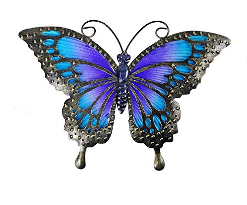 Comfy Hour Travel on Wings Collection 12" Metal Art Butterfly Wall Decor Blue