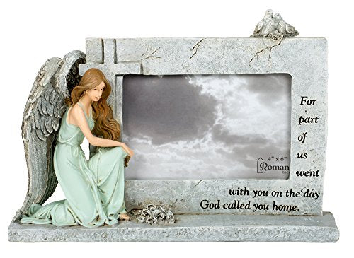 Roman Inc. 7"H MEMORIAL FRAME, HOLDS 4X6 FOREVER WITH THE ANGELS