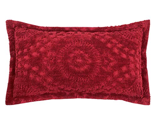 Better Trends Rio Collection is super soft and light weight in Floral Design 100 Percent Cotton Tufted Unique Luxurious Machine Washable Tumble Dry, King Sham, Burgundy
