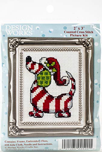 Design Works Crafts Cross Stitch Kit 2x3 Candy Cane Dog