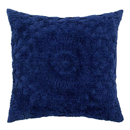 Better Trends Rio Collection is super soft and light weight in Floral Design 100 Percent Cotton Tufted Unique Luxurious Machine Washable Tumble Dry, Euro Sham, Navy