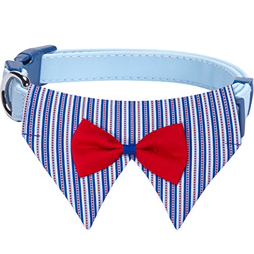 Blueberry Pet 5 Patterns Iconic High Street Fashion Adjustable Dog Bandana Collar with Bow Tie, Small, Neck 12"-16"