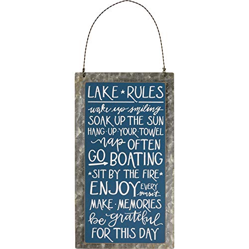 Primitives by Kathy Hanging Decor - Lake Rules Galvanized Metal Sign