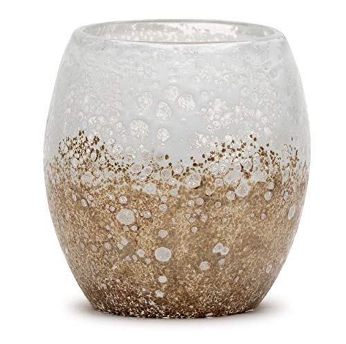 Dynasty Gallery 4" Art Glass Glisten + Glass Votive Candle Holder (Sandstone White)