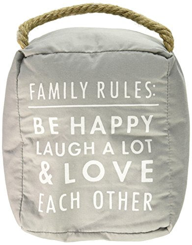 Pavilion Gift Company Family Rules: Be Happy Laugh A Lot Door Stopper