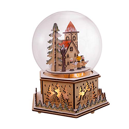 Kurt Adler Adler 8-Inch Battery-Operated Light-Up Wooden Globe with Church and Choir Table Piece, Multi