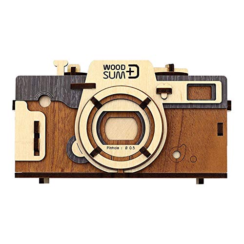 WOODSUM Fully Functional Wooden 3D Puzzle Pinhole Camera Retro (Red)