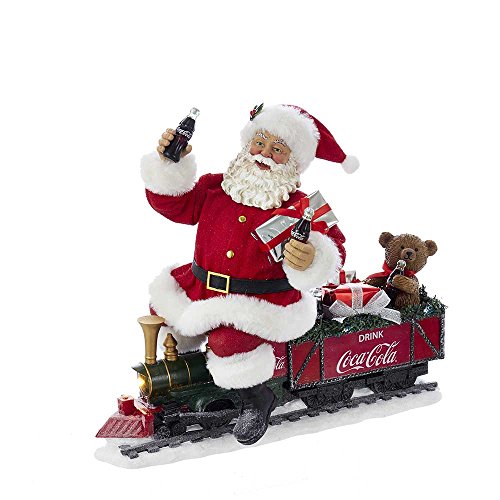 Kurt Adler 13.25 Inch Coca-Cola Battery-Operated Santa Train with LED Garland, Red