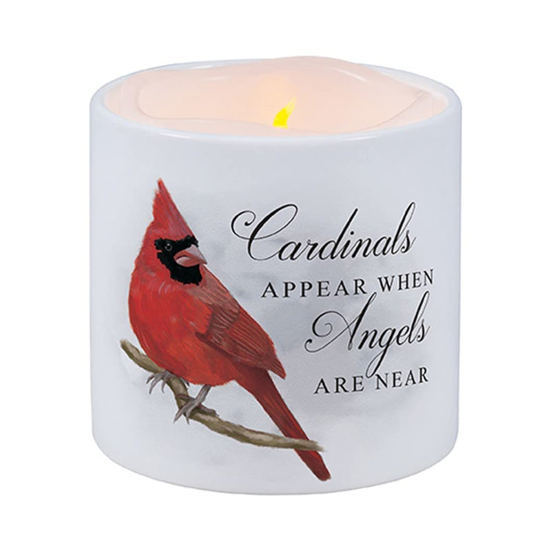 Carson 24170 Cardinals Appear LED Candle with Ceramic Holder, 3.5-inch Diameter