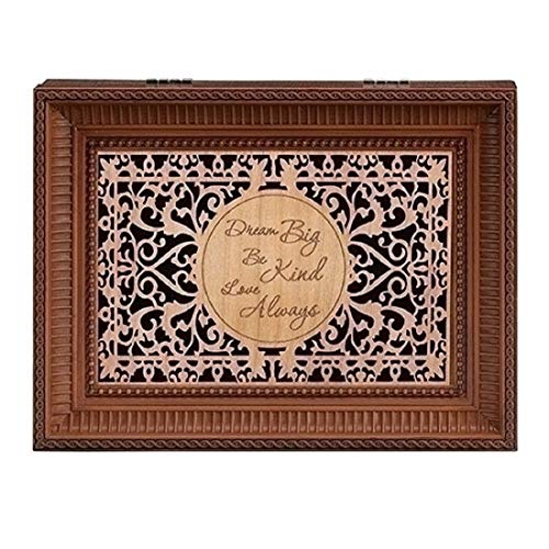 Roman B0225 Dream Big Brown Large Box Wood Laser Cut Collection, Music Box