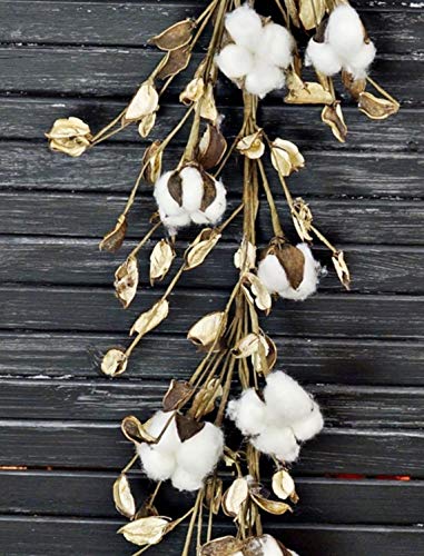 CWI 5 ft Natural Cotton & Pod Garland