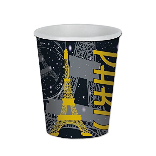 Beistle Paris Beverage Cups, 9-Ounce, Multicolor