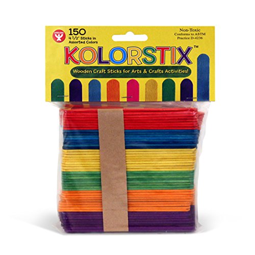 Hygloss Products Colored Craft Sticks ‚Äì Vibrant Wood Popsicle Sticks ‚Äì 4.5 Inches, 150 Mixed Colors