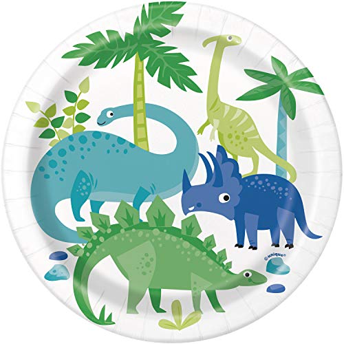 Unique Industries Dinosaurs Round Paper Plates (8 Pcs) - 1 Pack