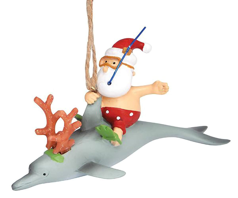 Santa on Reindeer Dolphin Ornament