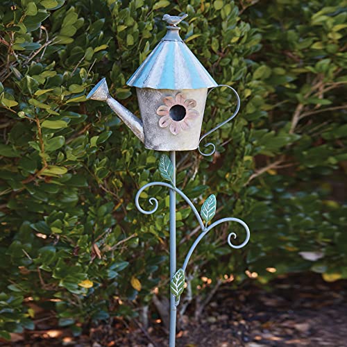 CTW Colonial Tin Works 770569 Watering Can Birdhouse Garden Stake, 56-inch Height