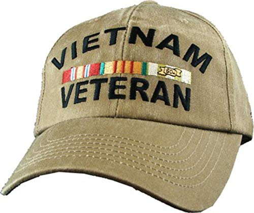 Eagle Crest Vietnam Veterans Commemorative Ribbon Baseball Khaki Cap