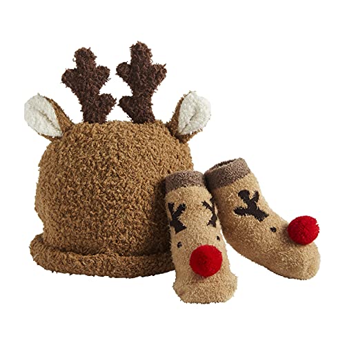 Mud Pie Children's Christmas Sock And Hat Set, Reindeer