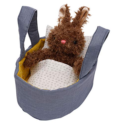 Manhattan Toy Moppettes Beau Bunny Stuffed Animal Nurturing Playset with Bunny Plush Toy, Fabric Bassinet, Blanket & Pillow