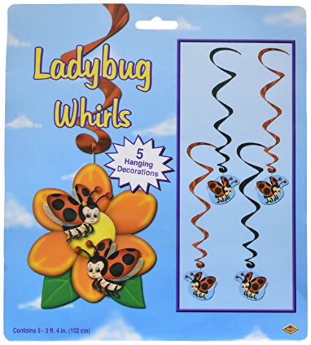 Beistle 5-Pack Ladybug Whirls, 3-Feet 4-Inch