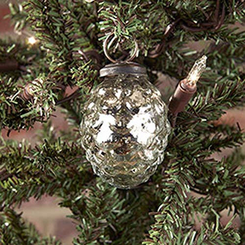 The Country House Collection 89506 Silver Pine Cone Mercury Hanging Ornament, 2-inch Height