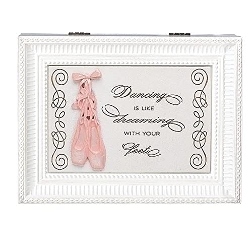 Roman Ballet Box, 8-inch Length, Large, White, Plastic, Home Decor, Music Box
