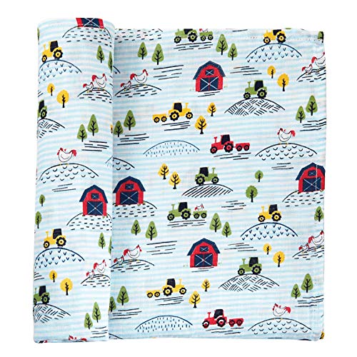 Mud Pie Kids Muslin Swaddle Blanket,‎47x47 Inch,‎Farmhouse