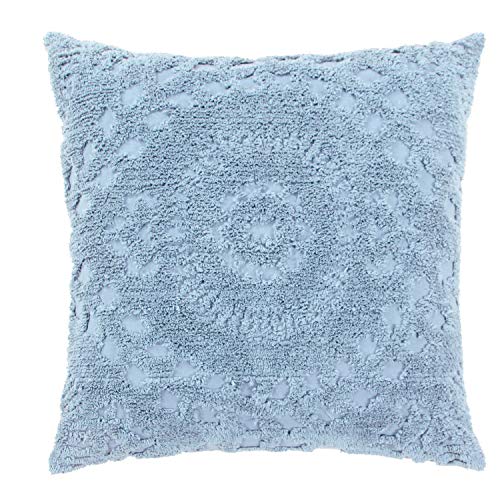 Better Trends Rio Collection is super soft and light weight in Floral Design 100 Percent Cotton Tufted Unique Luxurious Machine Washable Tumble Dry, Euro Sham, Blue