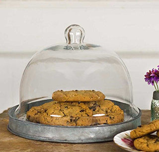 CTW Industrial Glass Steel Medium Desert Cloche Dessert Cake Cover Display with Base