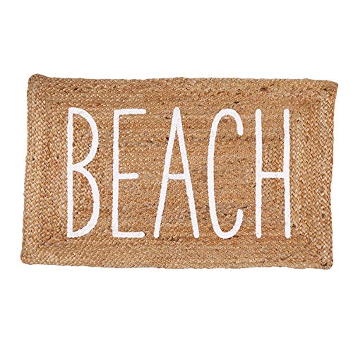 Mud Pie Jute Beach Mat, 36" Length x 23" Height, Tan/Beach