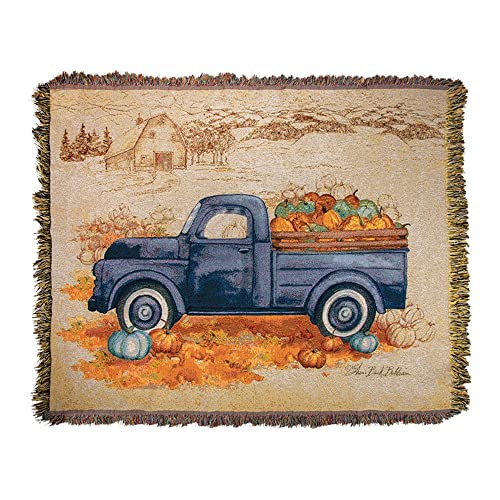 Manual Pumpkin Farm Truck Tapestry Throw, 50" x 60", Multicolor