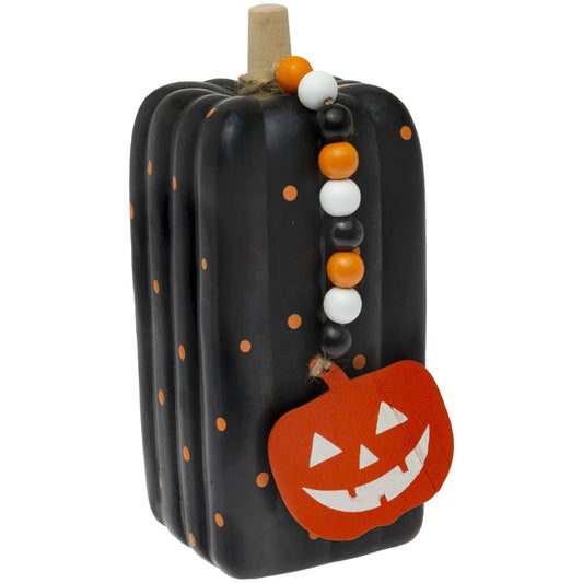 Boston International Halloween Ceramic Pumpkin Tabletop Decorations, 3.5 x 9-Inches, Tall Black Rectangle
