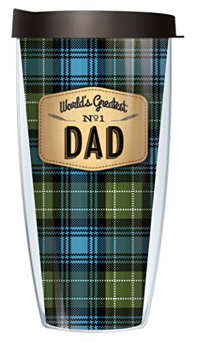 Freeheart World's Greatest Dad on Flannel Design 22 Oz Traveler Tumbler Mug with Lid