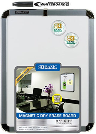 BAZIC Magnetic Dry Erase Board w/ Marker Set. 11‚Äö√Ñ√π x 17‚Äö√Ñ√π Magnetic Whiteboard, Marker, and 2 Magnet Set for Home or Office.