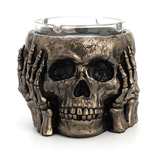 Unicorn Studio Veronese Design 5 1/8" Three Wise Skeletons Decorative Holder Resin Sculpture Hand Painted Bronze Finish