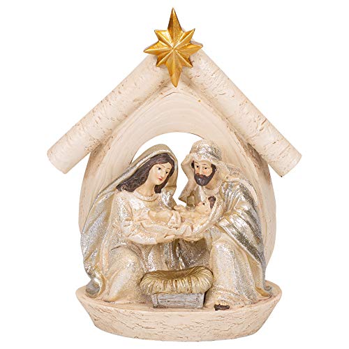 Transpac Y3679 Christmas Res Elegant Nativity Scene Figurine, 8.5-inch Height, Resin