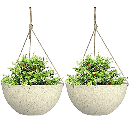 La Jol√≠e Muse Large Hanging Planters for Outdoor Indoor Plants,Speckled Yellow Hanging Flower Pots(13.2 Inch,Set of 2)