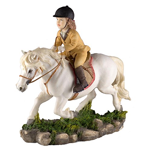 Unicorn Studio 6.5 Inch Little Girl Riding Trotting Pony Statue Figurine, Multicolor