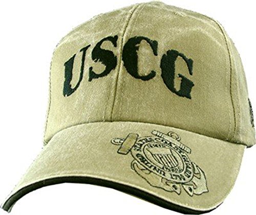 Eagle Crest US Coast Guard USCG Embroidered Hat - Khaki Adjustable Buckle Closure Cap