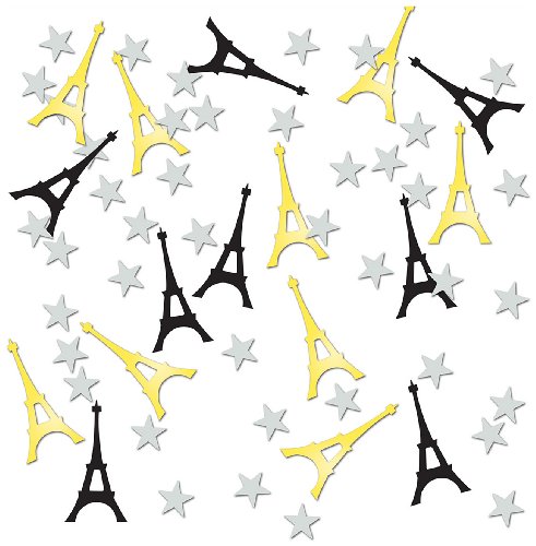 Beistle Eiffel Tower Confetti Table Decoration International Paris French Theme Party Supplies, One Size, Black/Gold/Silver