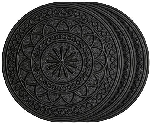 Larry Traverso Rubber Estate Garden Stepping Stone, 11-3/4 inches, Black, Set of 3
