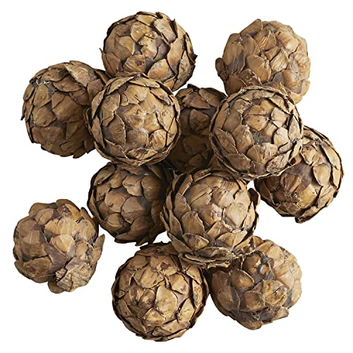 Creative Brands 47th & Main 12-Count Dried Straw Balls Botanical D√©cor, 2.5" Diameter, Pinecones