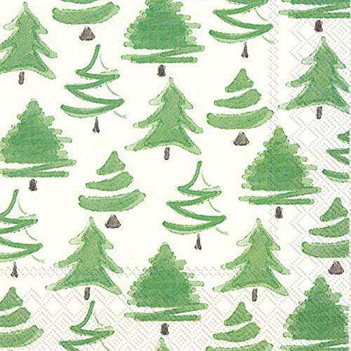 Boston International IHR 3-Ply Paper Napkins, 20-Count Cocktail Size, Little X-Mas Trees