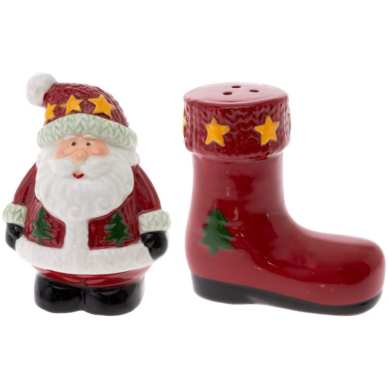 Boston International Christmas Winter Holiday Ceramic Salt & Pepper Shakers, Set of 2, Jolly Santa