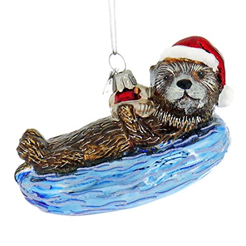 Kurt Adler NB1553 Noble Gems Sea Otter Ornament, 4-inch High, Glass