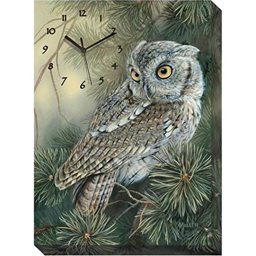 Wild Wings(WI) 5084310030 Screech Owl Canvas Clock, 18-inch Height and 13-inch Width