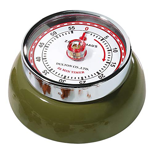 Frieling Zassenhaus Magnetic Retro 60 Minute Kitchen Timer, 2.75-Inch, Olive