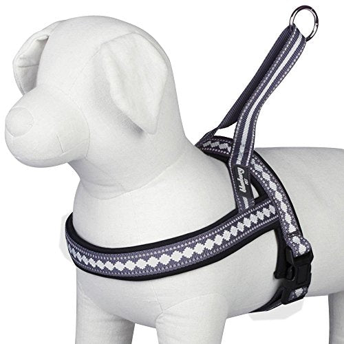 Blueberry Pet 4 Colors Soft & Comfy 3M Reflective Jacquard Padded Dog Harness, Chest Girth 30" - 38.5", Purple Grey, Large, Adjustable Harnesses for Dogs