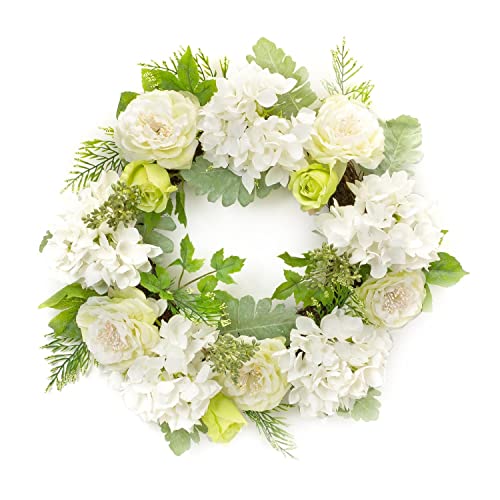 Melrose 85348 Peony and Hydrangea Wreath, 21" D, Polyester
